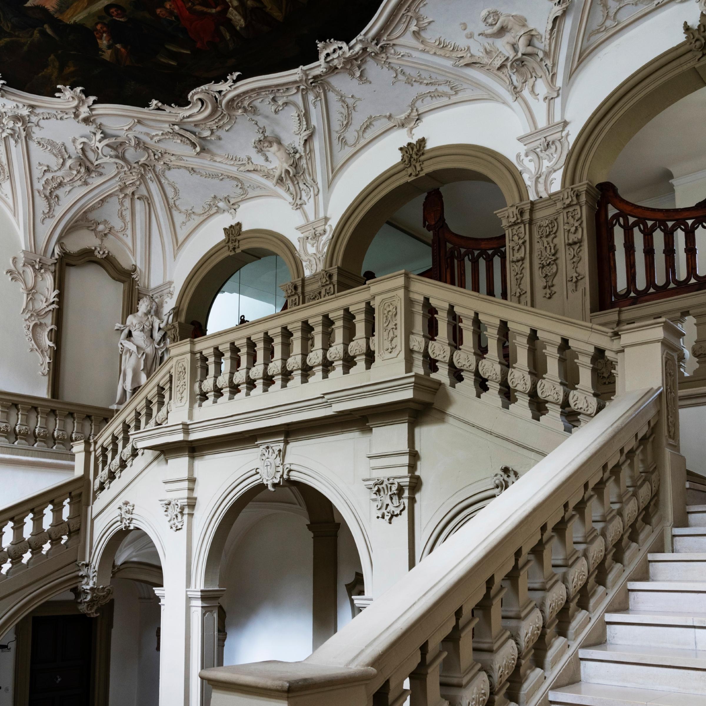 Kloster Oberzell: Das barocke Stiegenhaus im Westfügel